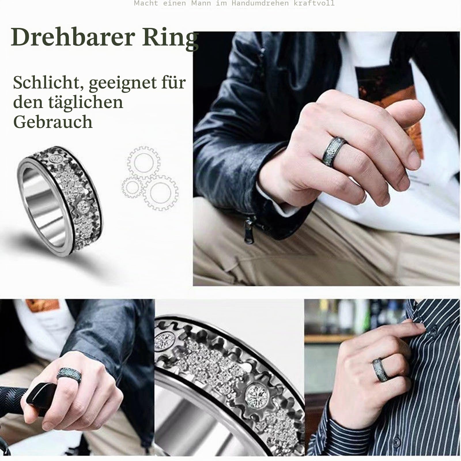 SkyFace Fidget Spinner Ring Silber 925, Anti stress ring Drehbar Damen Herren Anti-angst Spinner Ringe, ADHS Ringe zum Drehen, Zahnrad Ring Drehbar, Geschenke Schmuck mit Ringbox