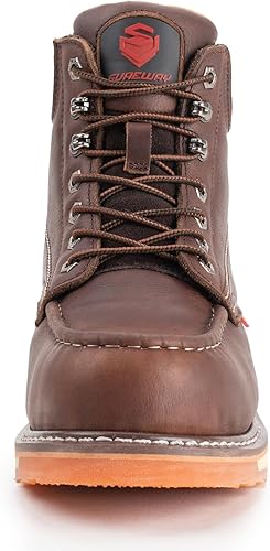 Miniatura 5 de SUREWAY Mens Heavy Duty SoftCompositeSteel Toe Work Boots for Men-Comfortable,GoodyearWelt,Full Grain Leather,6 in Wedge Moc Toe Construction