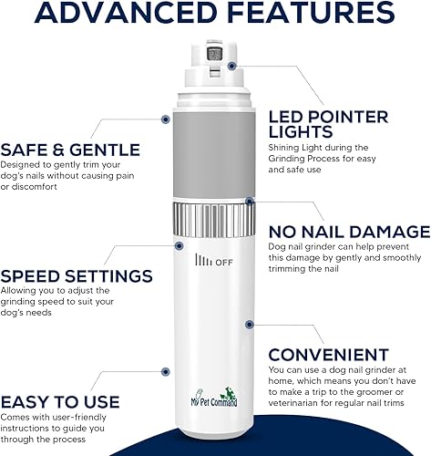 Miniatura 5 de My Pet Command Molinillo de uñas inalámbrico para perro, silencioso, de bajo ruido, para perros y gatos grandes, medianos y pequeños, potente motor