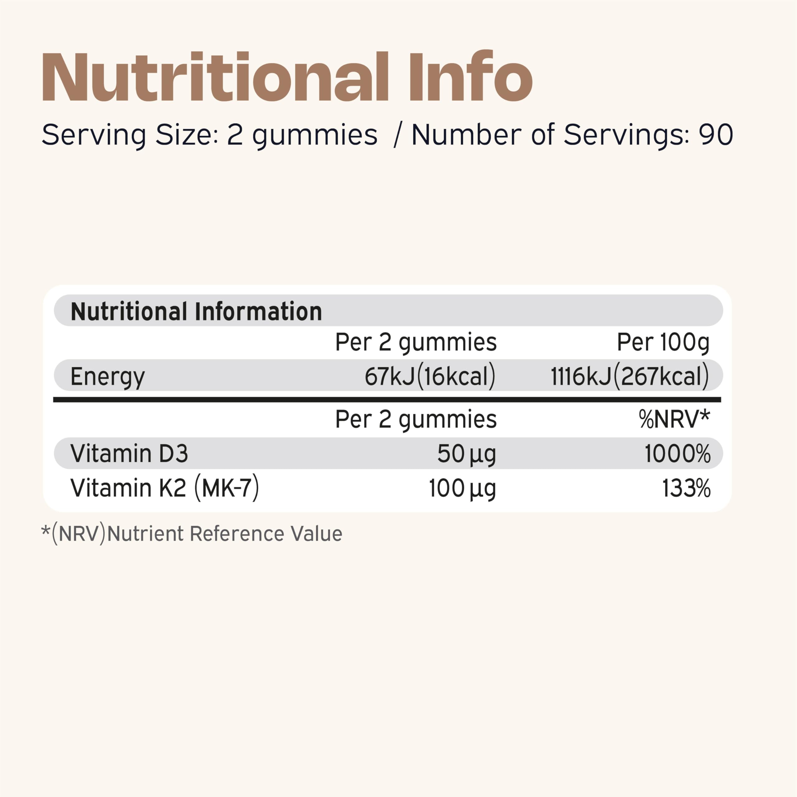 Nutriburst Vitamin D3 (200IE) + K2 (100µg) Multipack - Essentielle Nährstoffe zur Unterstützung der Knochengesundheit, Skelett- & Immunfunktion - Vegan & Zuckerfrei - 180 Zitronengummis - 3