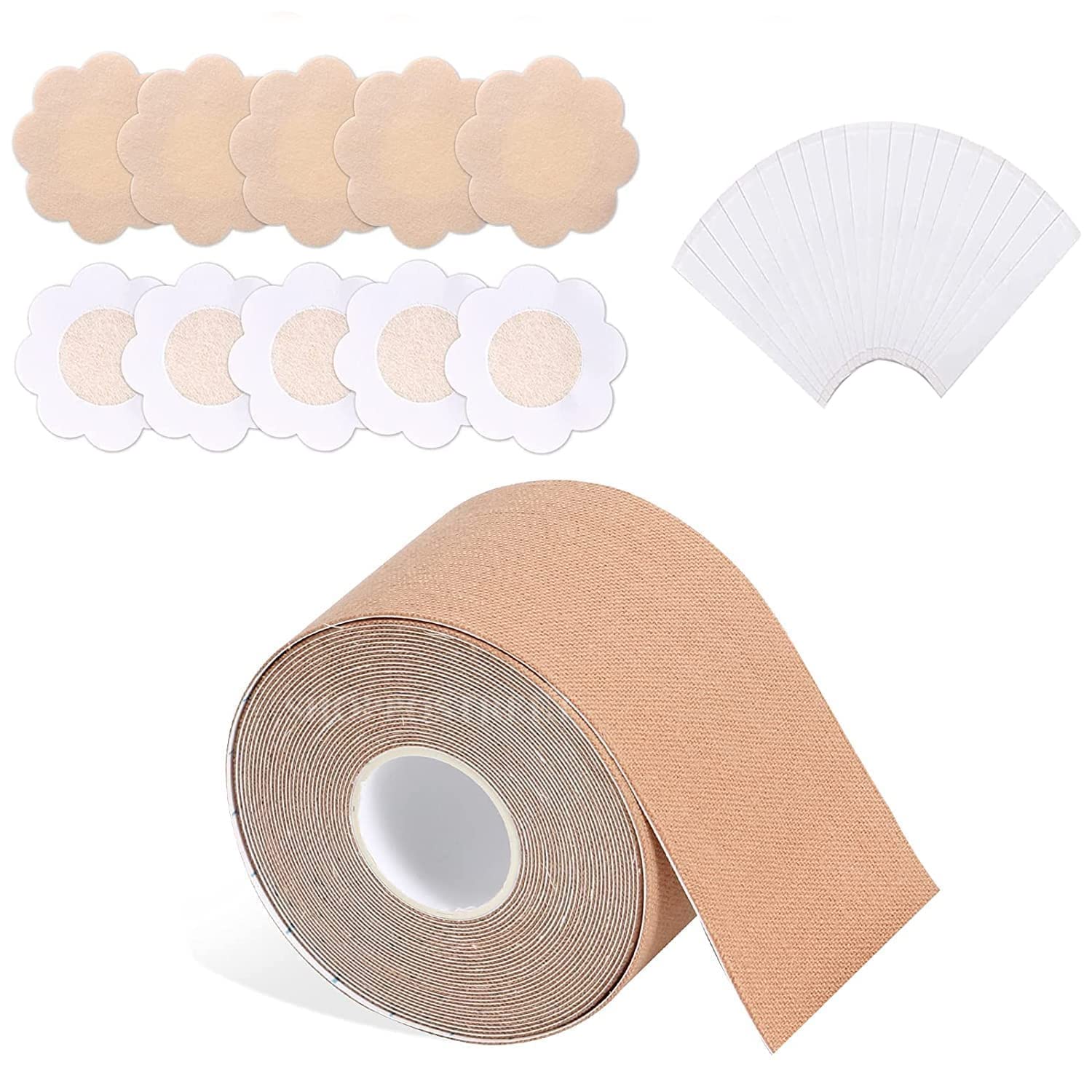 SHOPPOSTREET Boob Tape with 10 Nipple Pasties & 36 Fashion Tape Multipurpose Nipple Tape for Women Push Up & Lifting Body Tape for Women Breast Tape Breast Lift Bra Tape (1)