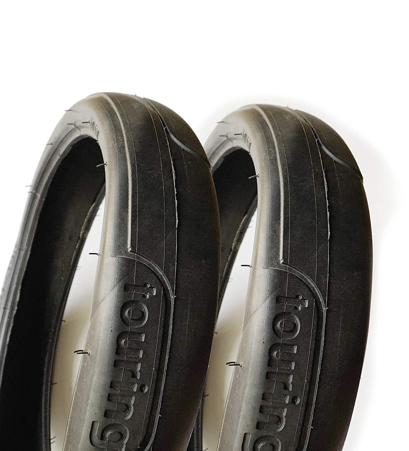 2X Pram Tyres 48 x 188 - Touring Easy Rolling Smooth Flat Tread (48x188), Black