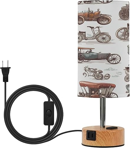 Vintage Transport Steampunk Dimmable Bedside Touch Lamps with Charging Ports for Living Room Bedroom Nightstand Office Desk, Light Bulb Included