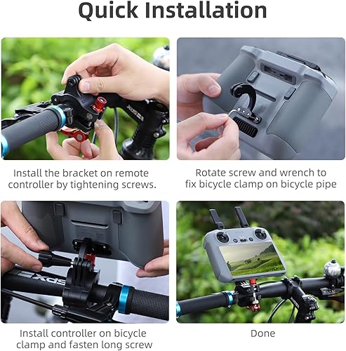 Miniatura 7 de Generic Soporte de bicicleta para mando a distancia DJI RC 2, aleación de aluminio, giratorio, compatible con cámara de acción, montaje en manillar
