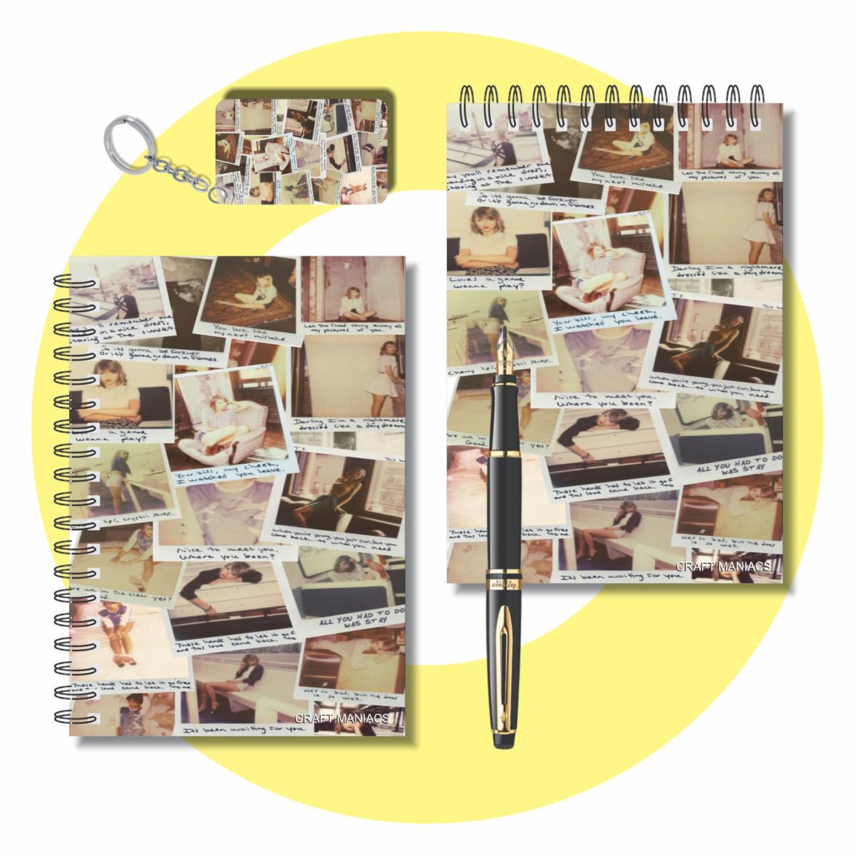 CRAFT MANIACS TAYLOR SWIFT BROWN COLLAGE PRINTED ART PRINTED SET OF 2 UNRULED A6 DIARIES | BEST GIFT FOR SWIFTIES