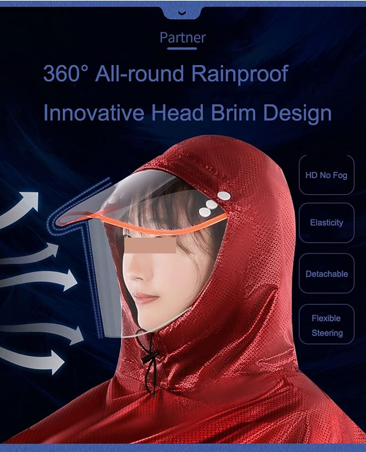 Poncho de Lluvia Unisex con Capucha Tela figurada y PVC