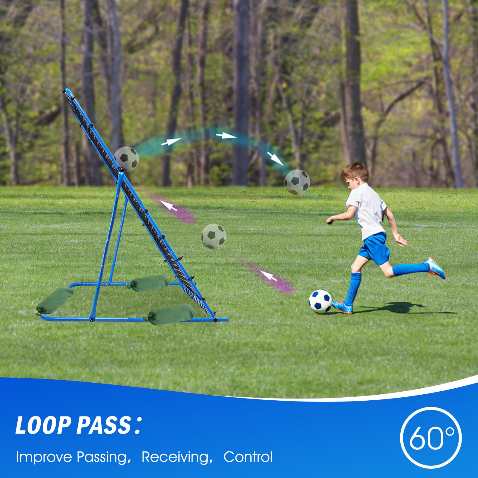 Esta Red de Rebote para fútbol de 7x6 pies, con ángulo de Cambio rápido para Entrenamiento de fútbol para Control, práctica de pases, fácil de Instalar, Ayuda y Equipo de Rebote para niños,