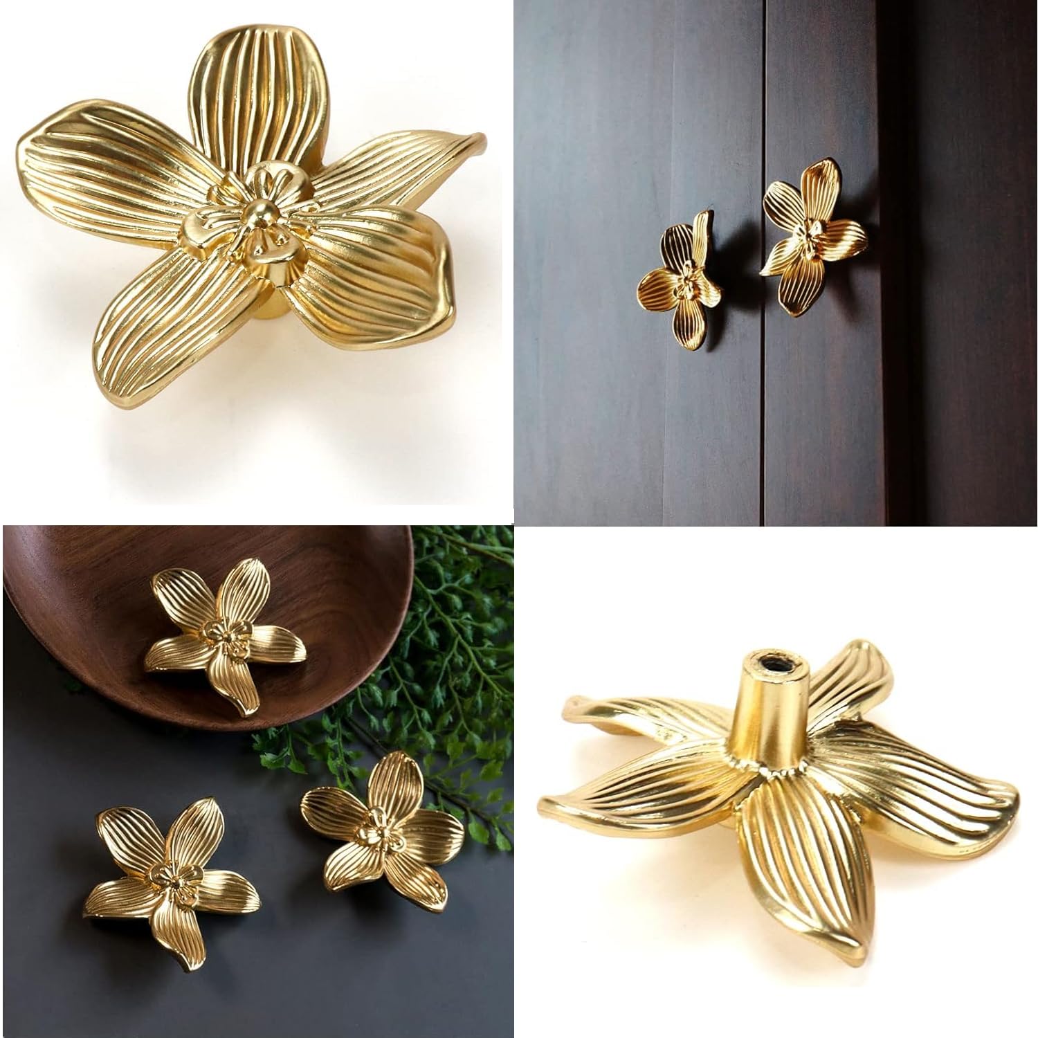 Cabinet Knobs, Dresser Knobs, Pack of 2, Golden Flower Drawer Knobs,  Wardrobe Handles, Furniture Knobs, Vintage Cabinets, Furniture Knobs for  Bedroom, Bathroom, Furniture Handles, Kitchen Door - BigaMart
