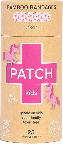 Patch Kids Kid Design - Vendaje adhesivo de bambú estéril de .75 x 3 pulgadas, 3 por caja