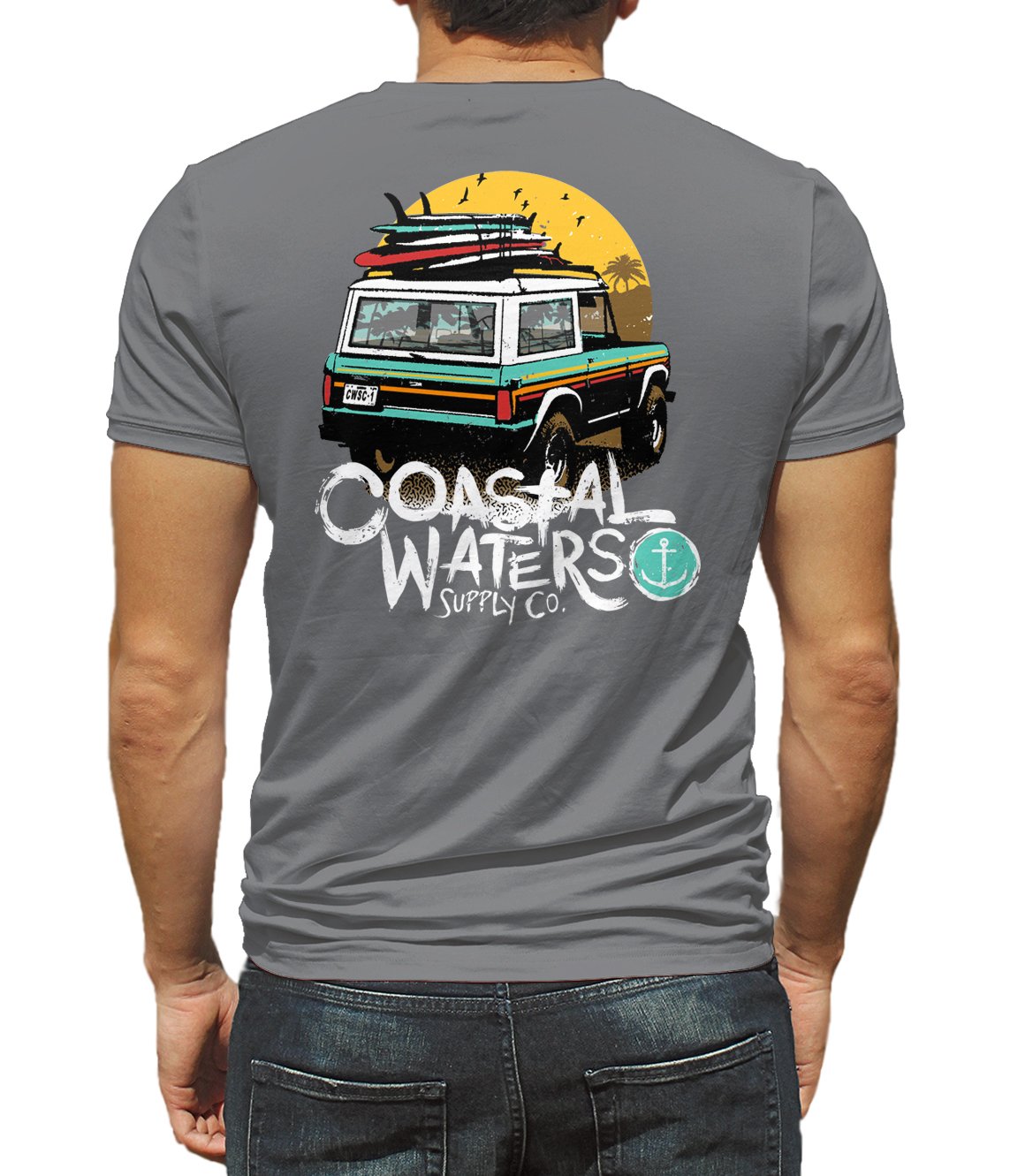Coastal Waters Short Sleeve Pocket Tee Bronco