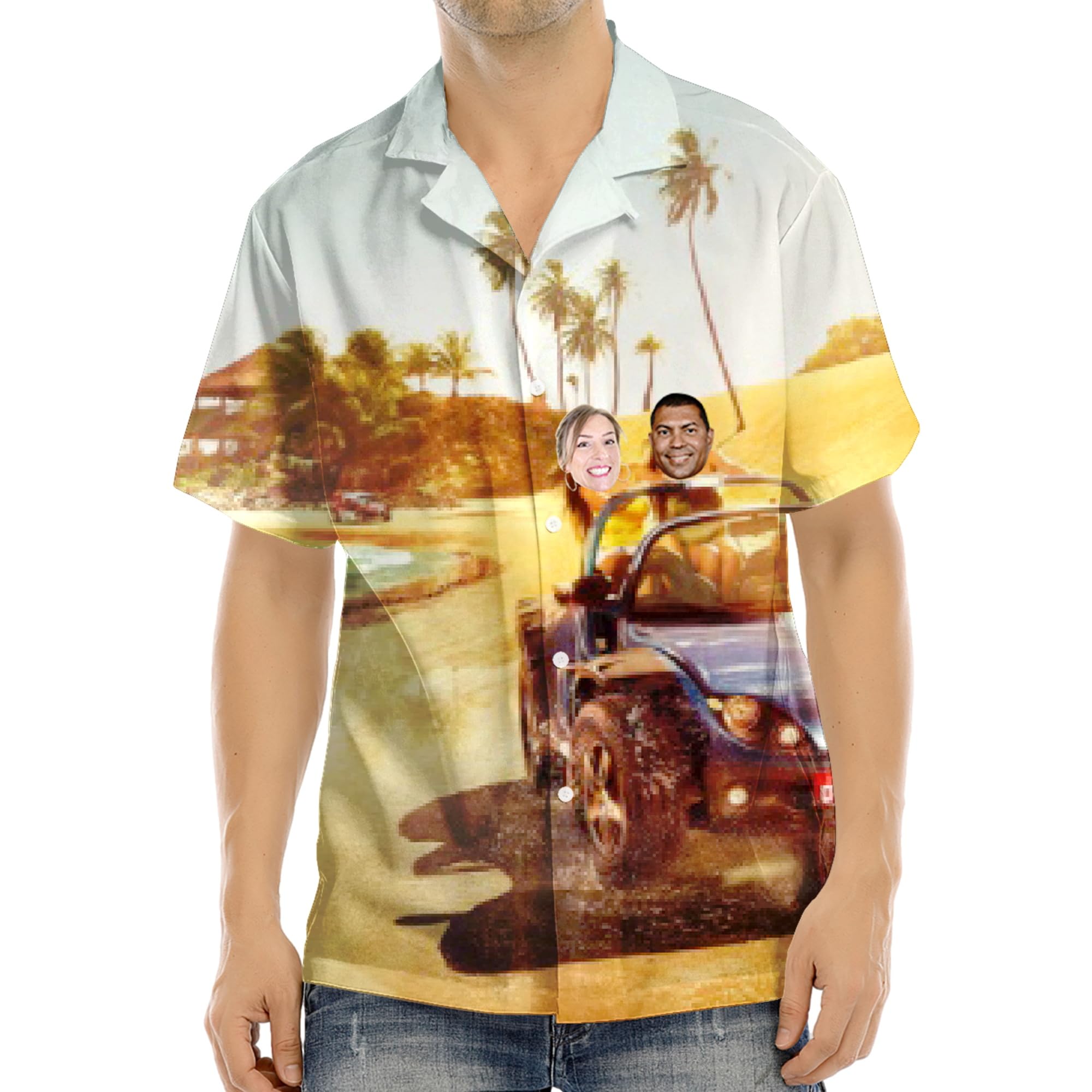 Esseur Cara Personalizada Camisas Hawaianas para los Hombres, la Cara Personalizada Camisa de impresión, Regalo para la Fiesta de Verano de Playa