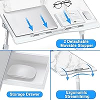 Vista 8 de Escritorio para laptop para cama, apto para 17.3 pulgadas, mesa de cama grande plegable con altura y ángulo ajustables, mesa de cama para laptop