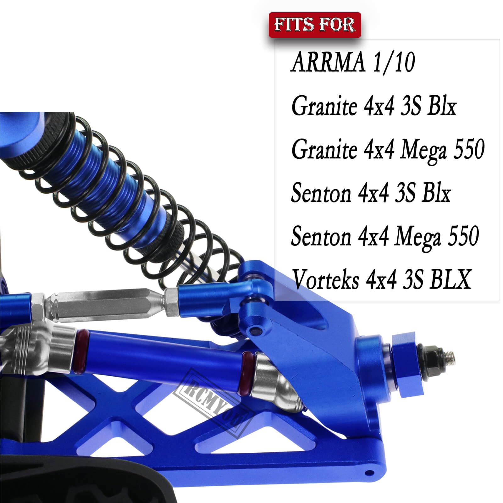 RCMYou Upgrades Part for 1/10 ARRMA Vorteks/Granite/Senton 4x4 3S Blx & Mega 550,Front Rear Drive Shaft,Arms,Steering Blocks Caster Blocks C-Hubs Stub Axle Carriers,Driveshaft Support,Navy Blue