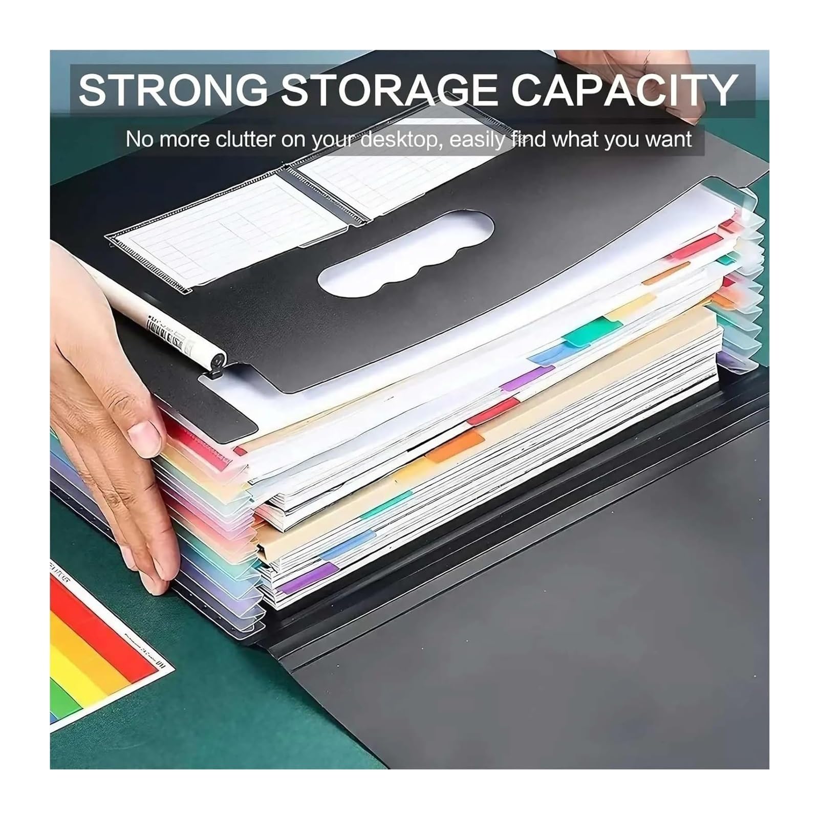 Carpeta expansible, Cajas organizadoras de Documentos Carpeta de Archivos de acordeón Negro Bolsillos expandibles Almacenamiento de Documentos(Black-25 Pockets)