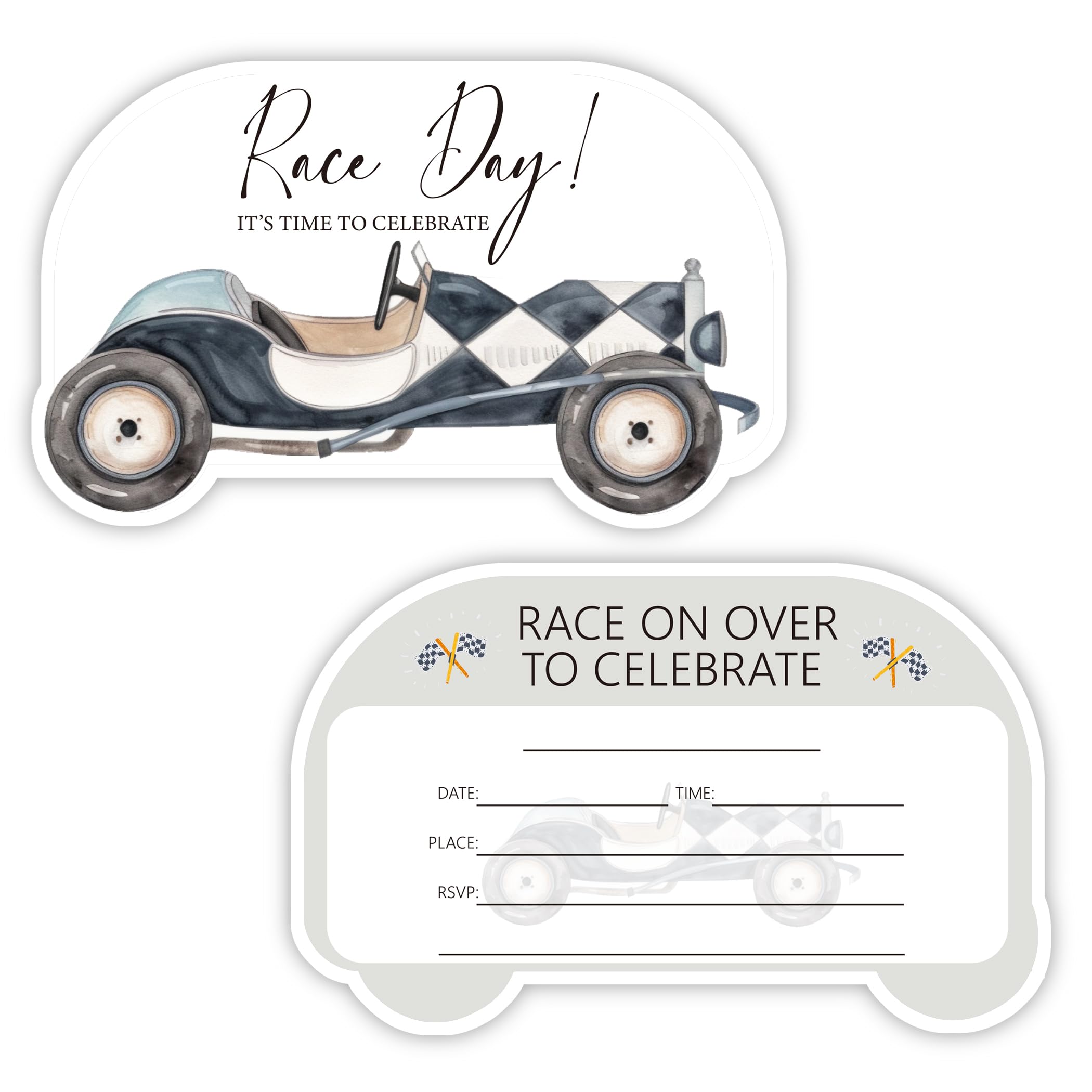 buwanJH Vintage Car Party Invitation Cards, Vintage Car Birthday Party or Baby Shower Invitation, 30 Cards with 30 Envelopes