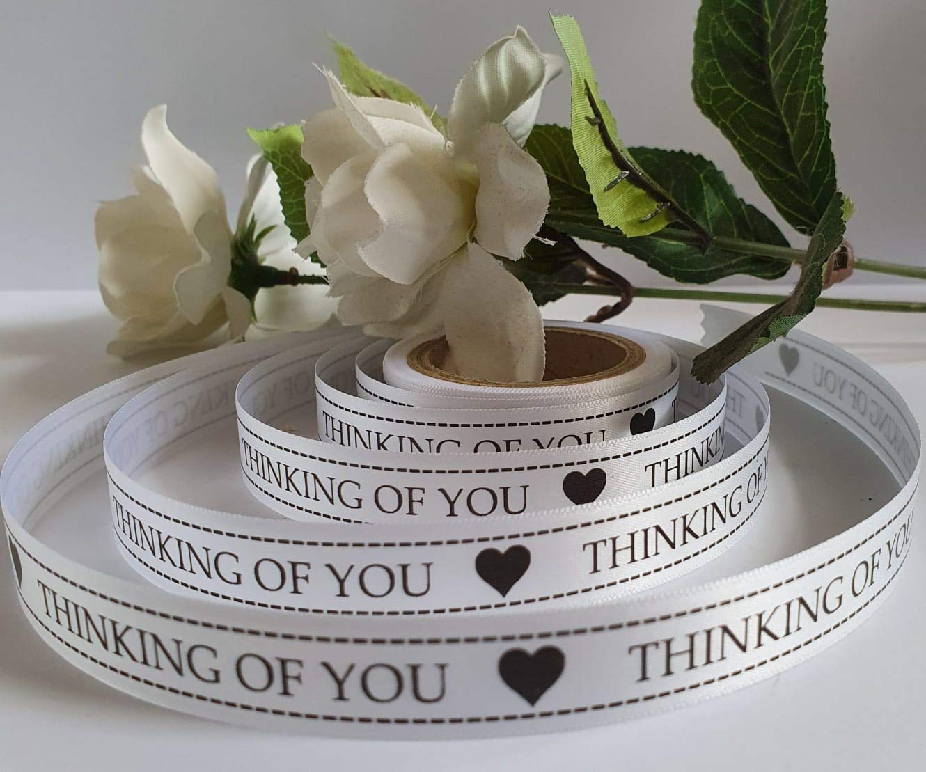 Sympathy Ribbon 15mm x 5 Metre Roll (Thinking of You) โ image 1