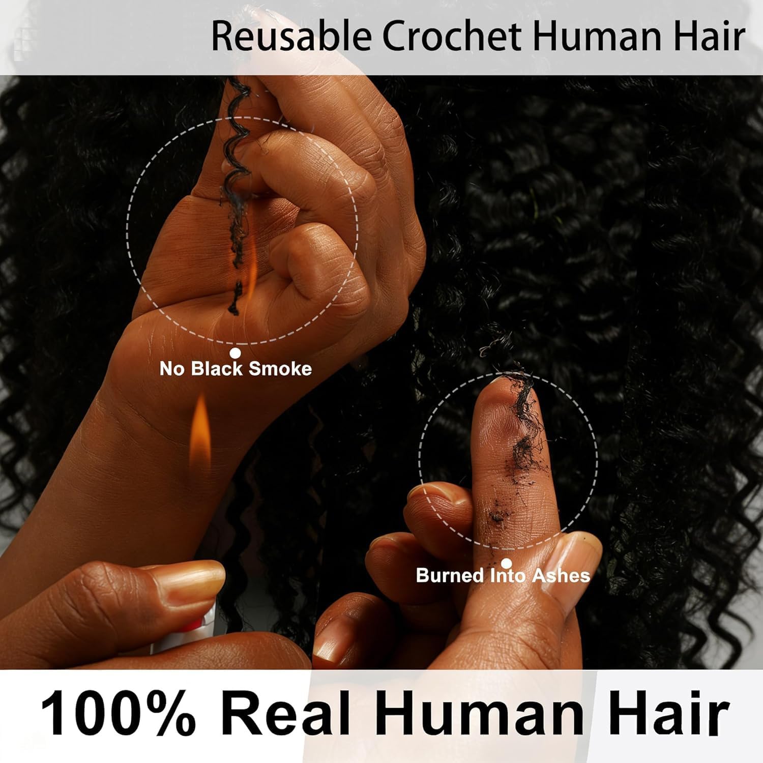 Burmese Curly Crochet Human Hair 40 cm 60 g Feather Crochet Human Hair Pre-Separated Hair Premium Wiederverwendbar Miracle Knots