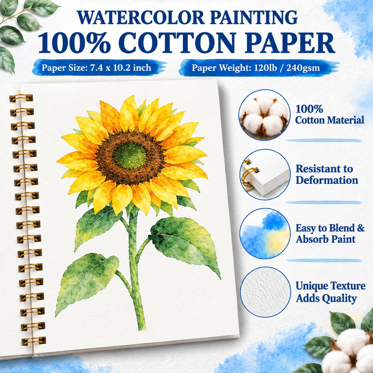 Beginner Watercolor Workbook - Floral Art Kit -3