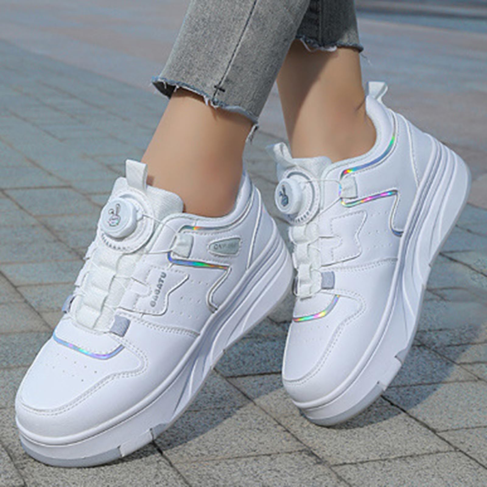 Scarpe Sportive con 4 Ruote,Scarpe da Ginnastica A Rotelle,Scarpe Rotelle con Outdoor Unisex,Durevole E Confortevole,Adatto Ai Principianti del Pattinaggio