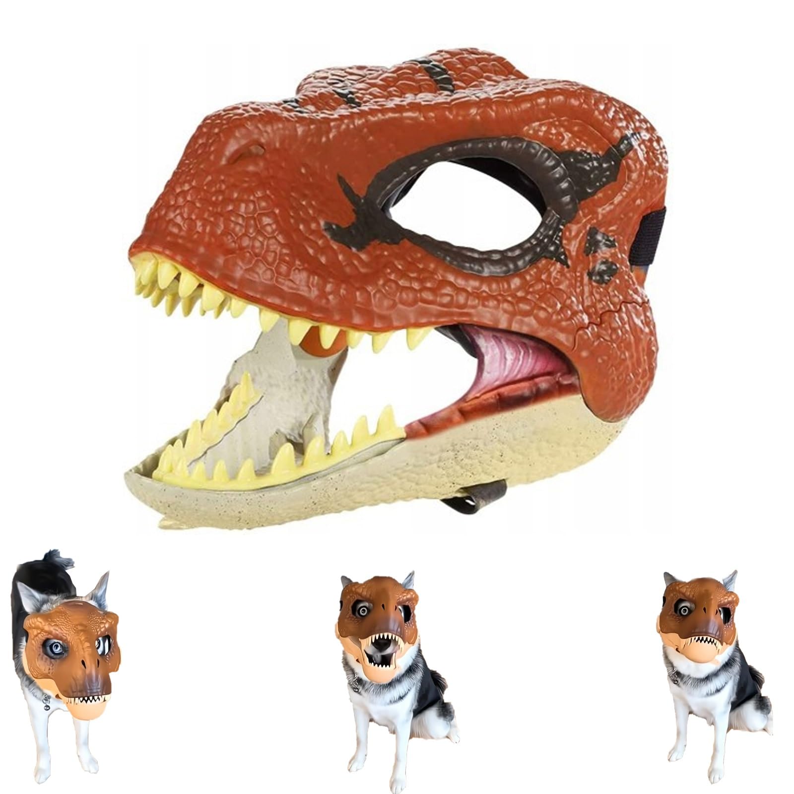 Homaskylynn Dinosaur Mask for Dogs, Dinosaur Headgear with Moving Jaw, One Size, Unisex, Cartoon, Halloween, Animals, COSTUME_MASK
