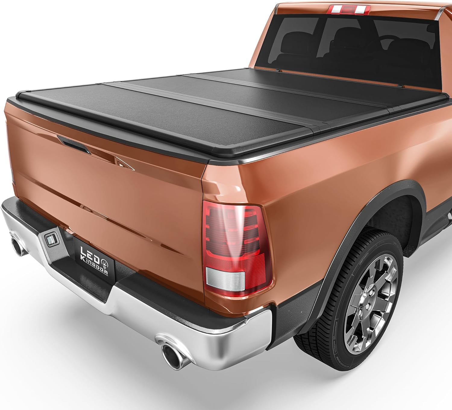 LEDKINGDOMUS FRP Hard Folding Truck Bed Tonneau Cover Fits for Dodge Ram 1500 2002-2024 Classic Only, Fits for Dodge Ram 2500 3500 2003-2025 6.4 ft Bed w/o Rambox