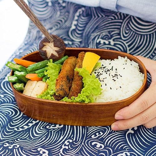 Miniatura 5 de DODY Loncheras de madera, contenedores japoneses tradicionales cuadrados de madera naturales para mujeres, hombres, adultos, niños, caja Bento de