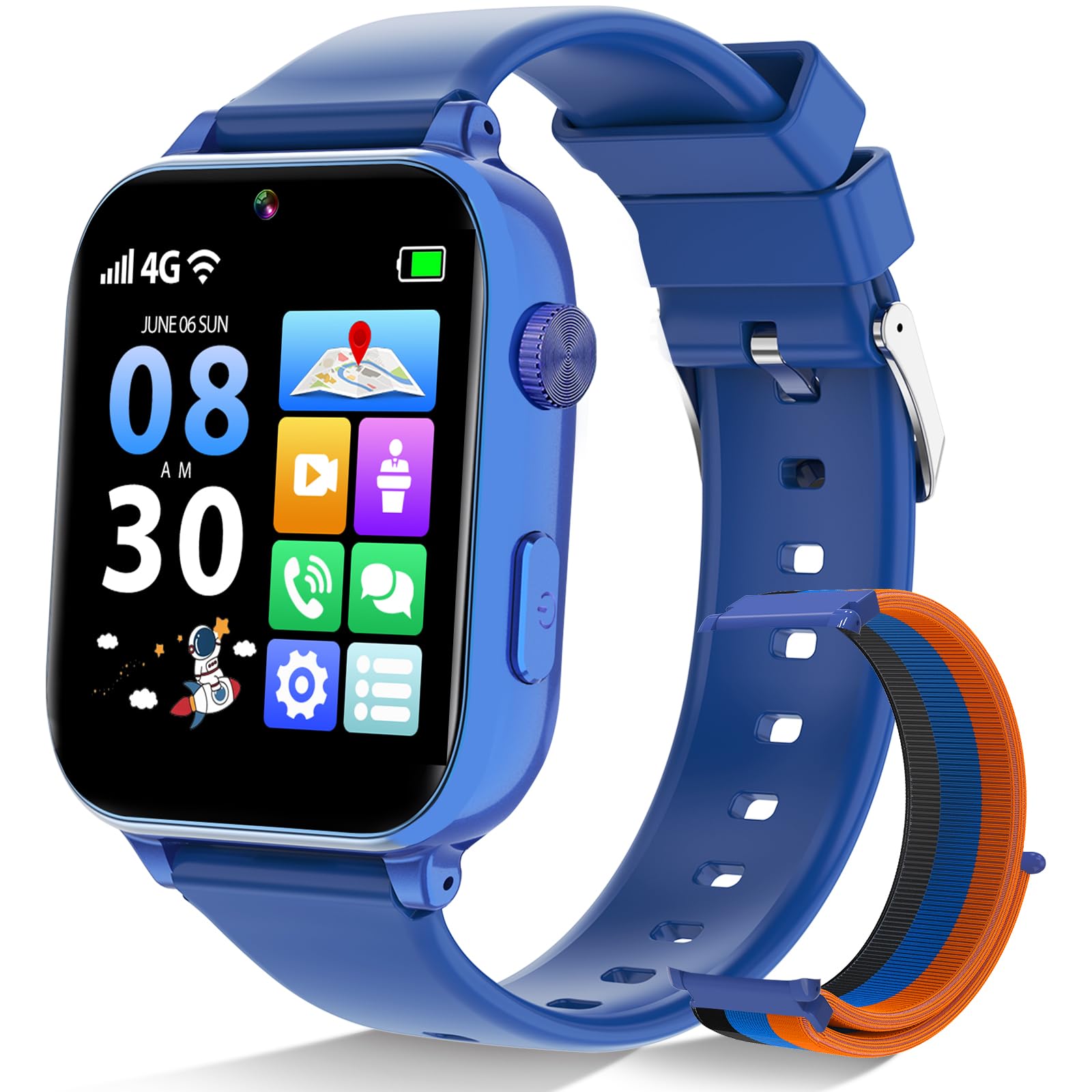 4G Reloj Inteligente Niño, Smartwatch Niños con GPS, Videollamadas, Chat de Voz, SOS, Modo Clase, WiFi, Juegos, Cámara, Reloj Niños Regalo para Niñas niños 4-12 años Regalo (Azul)