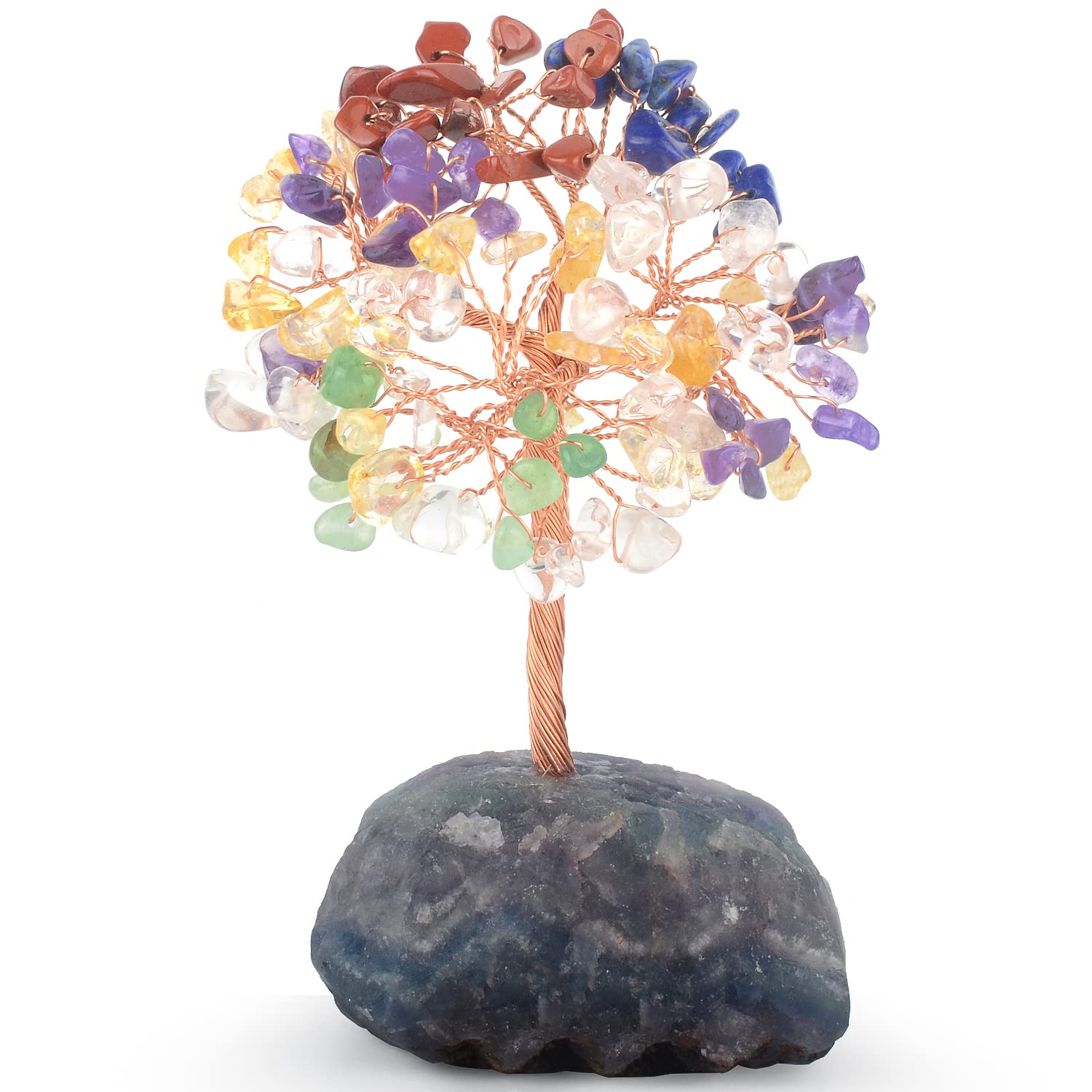 MASGEMES Healing Gemstone Natural Multi Stone Crystal Tree,Colorful Tree Fluorite Base Chakra Tree Bonsai Feng Shui Money Tree for Wealth and Luck