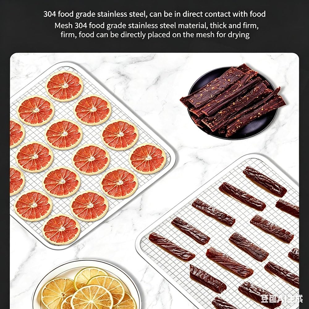 Essiccatore per Alimenti professionale 800W in Acciaio Inox, 10 Vassoi in Acciaio Inox, Grande Capacità, Display LED, Timer 24H, Temperatura Regolabile 30℃ – 90℃, per Carne, Frutta, Verdure(10 tray)