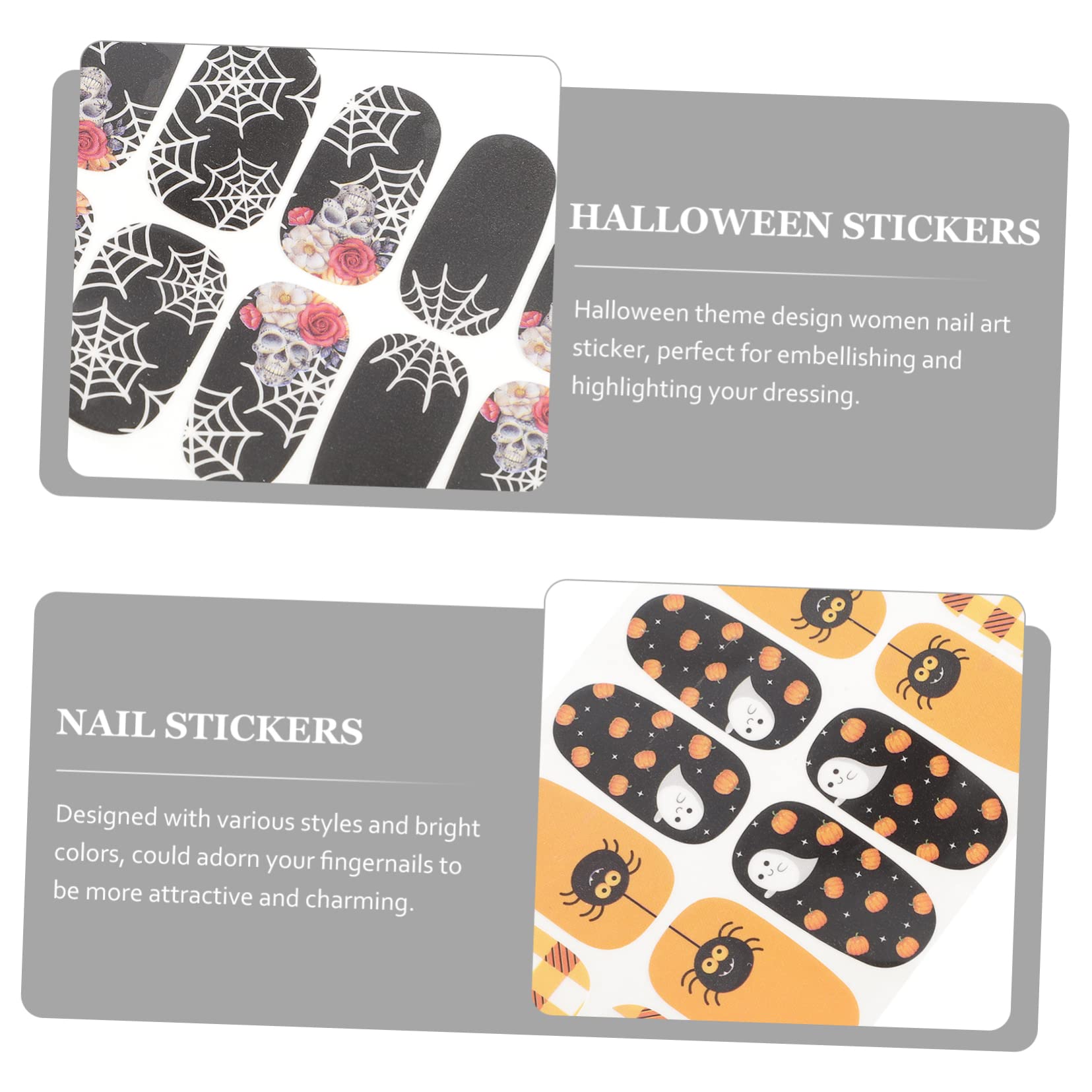 Ipetboom 50fogli Adesivi Per Unghie Halloween Stickers e Decorazioni Autoadesive Per Nail Art Facili Applicare Per Halloween e Manicure Festive
