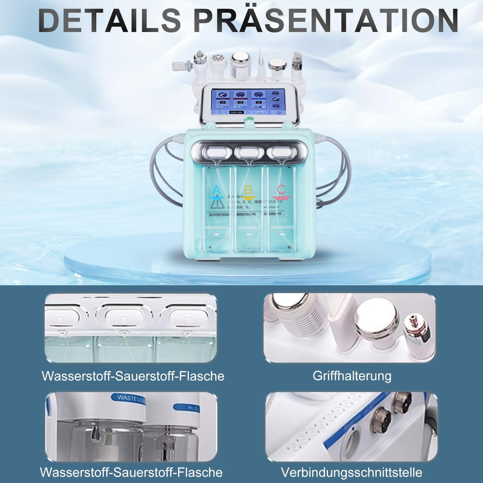 7 in 1 Hydrogen Oxygen Beauty Maschine,Hydrogen Oxygen Beauty Machine mit Maske,Multifunctional Hydra Face Care Device Deep clear SPA Beauty Machine Best for Salons/Parlour & Skin Clinics