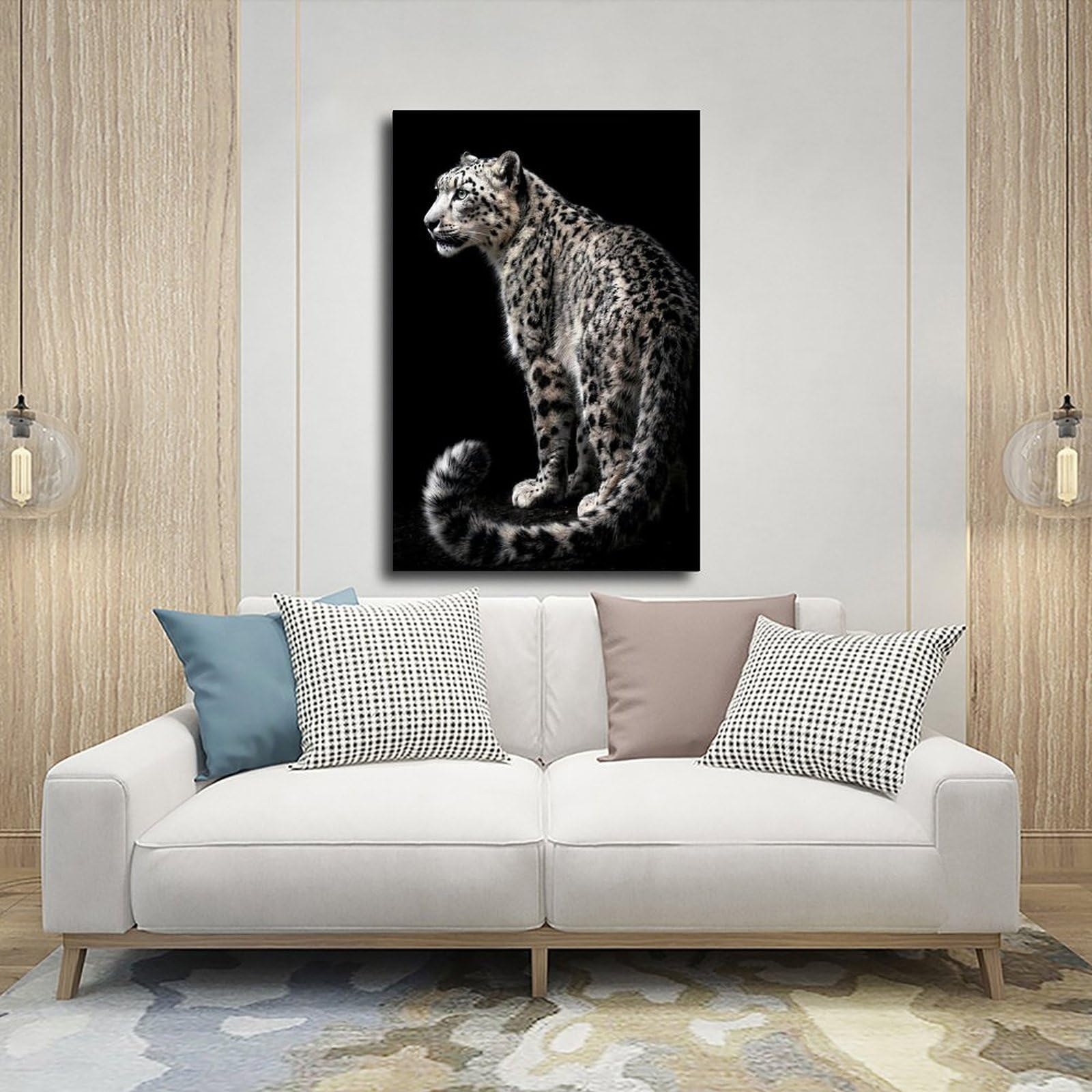 Poster su tela, motivo leopardo delle nevi con profilo laterale, per dormitorio, decorazione regalo