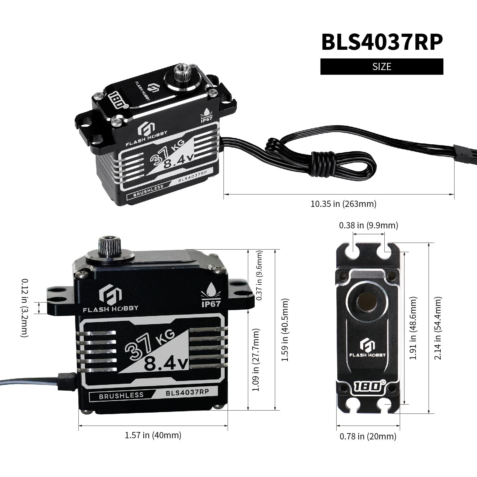 Amazon | 37KG ブラシレスサーボ 8.4V 高トルクサーボ IP67防水 RC
