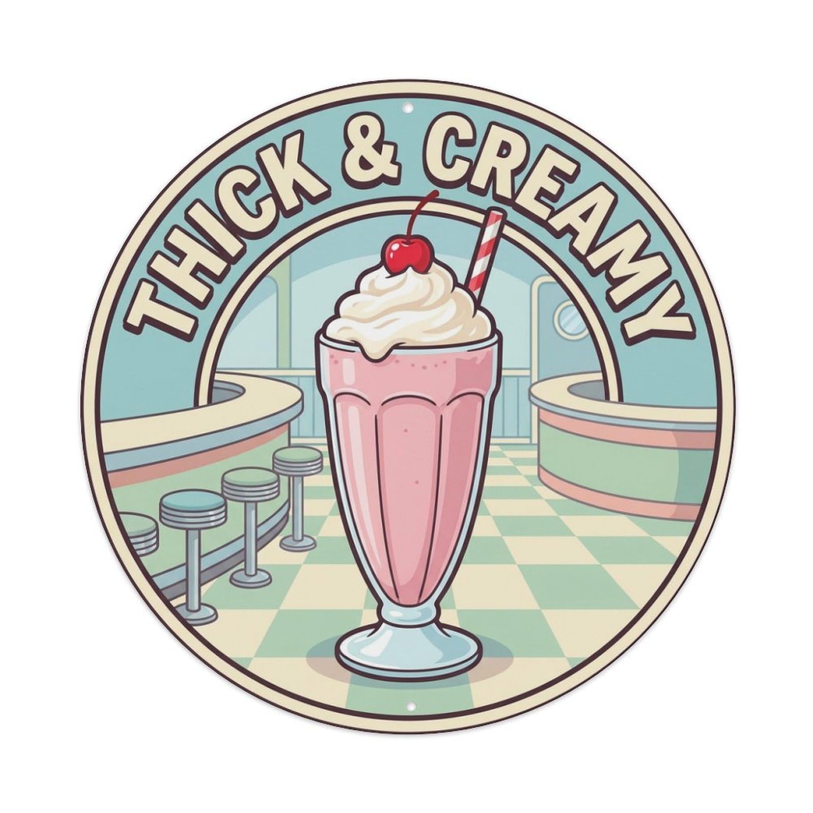 Metal Tin Sign Milkshake Glass Gourmet Food