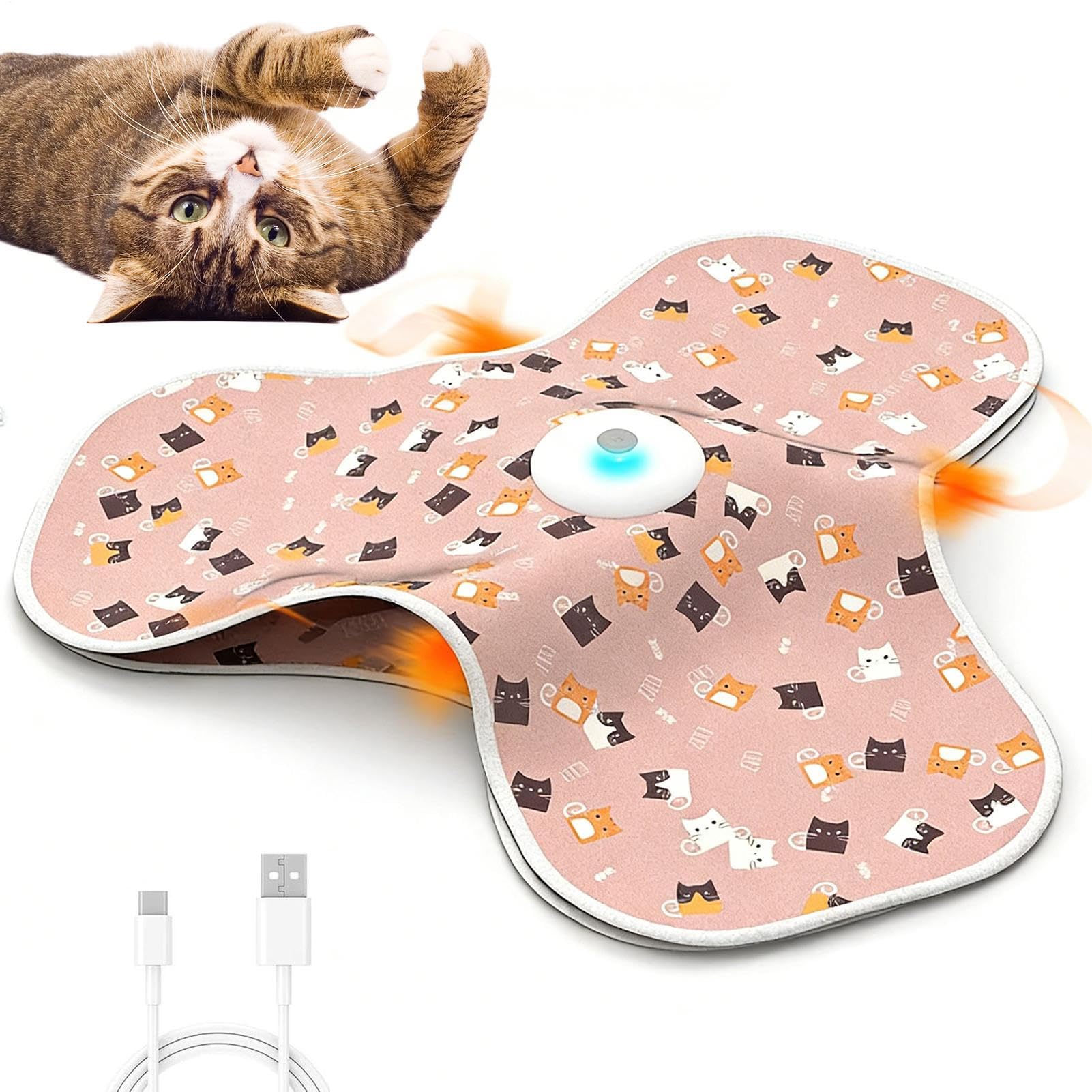 Jouet automatique pour chat avec leurres mobiles rechargeables