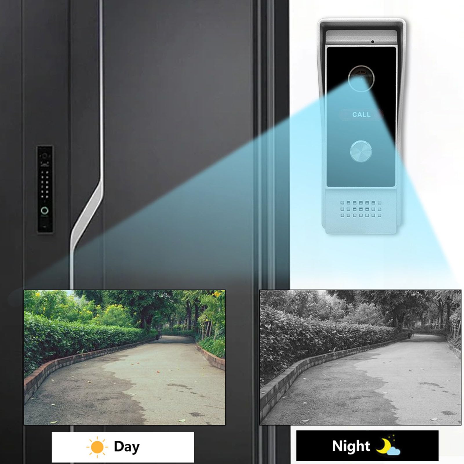 Videocitofono Cablato, Campanello Touch Screen 7 Pollici con Monitor Fotocamera per Appartamento in Villa, Monitoraggio Sblocco Doppia Via,Visione Notturna, Grandangolo (Spina europea)