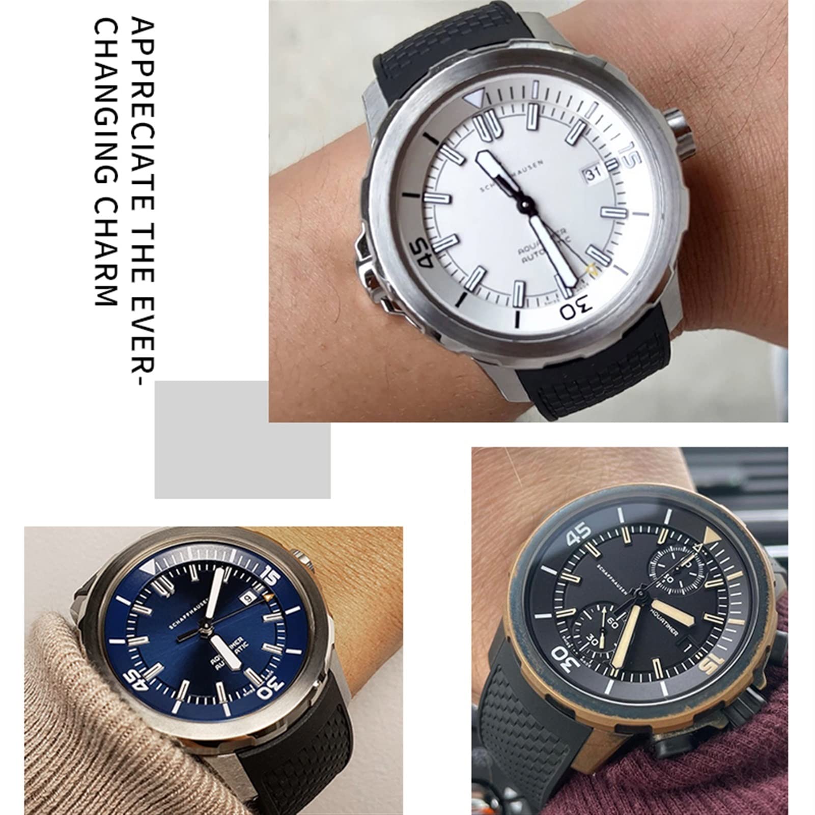 Für IWC Aquatimer IW329001 IW376803, schwarzes wasserdichtes Armband, Silikon-Uhrenarmband, 22 mm Schnellwechselsystem, Gummi-Armband