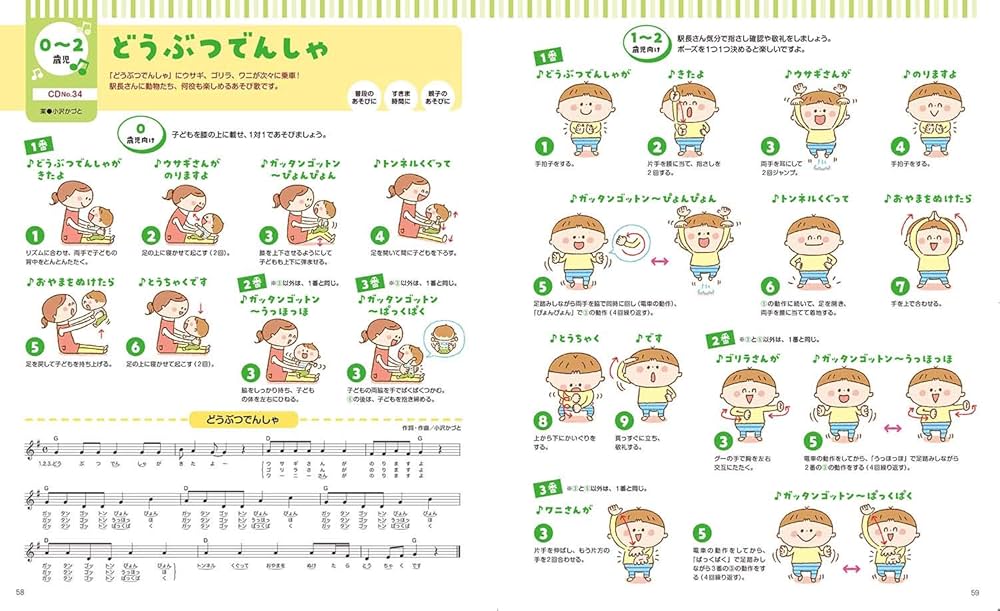 Amazon.com: 0・1・2歳児の手あそび・ふれあいあそび歌45
