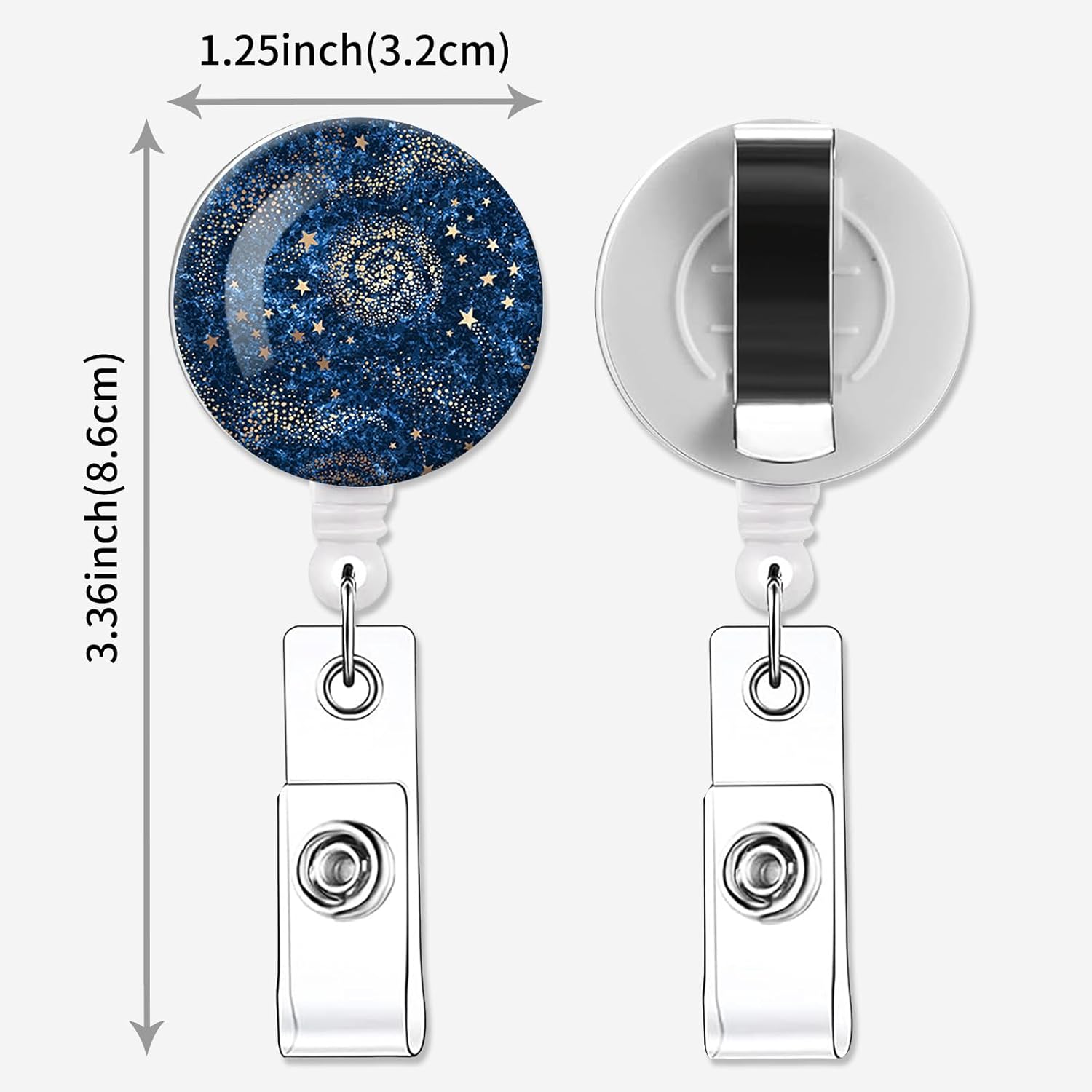 2 Pack Retractable Badge Holders Cute Badge Reel Badge Clip ID Card Holders for Student Office Worker Doctor Nurse Teacher(Galaxy) - Image 2