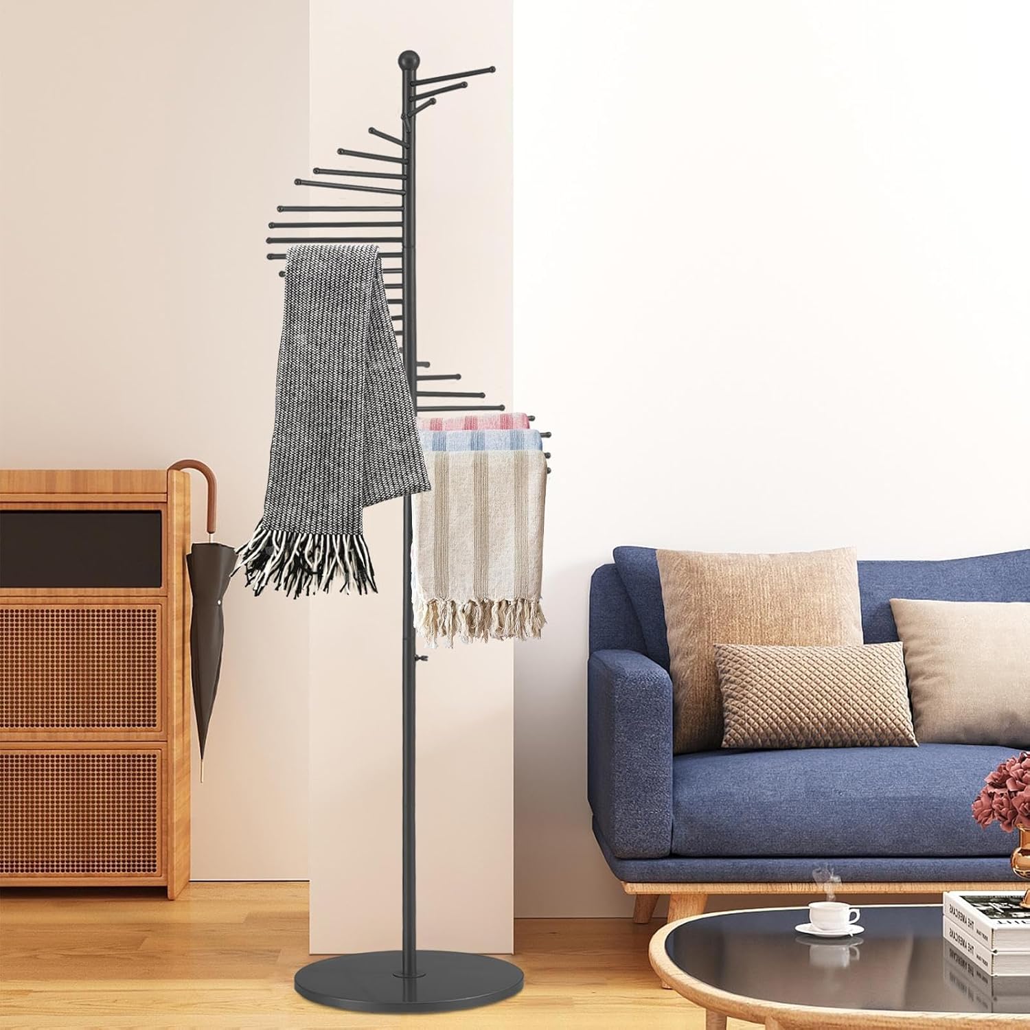 Scarf Display Rack, Freestanding Hanger Rack for Pants, Hijab Hanger, Scarf Storage Organizer Display Shelves for Apartment, Closet, Locker Room