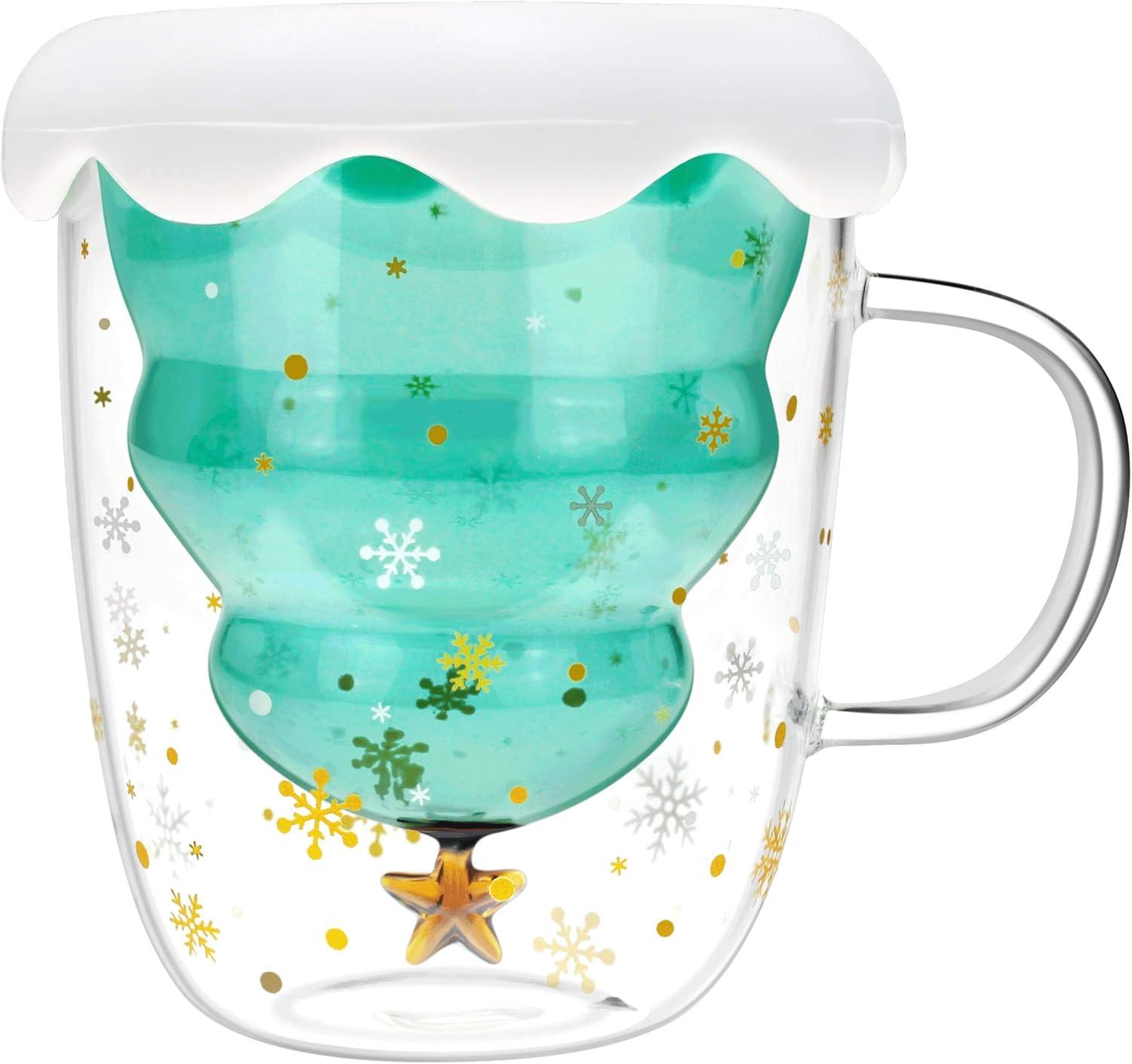 Infmetry Christmas Tree Double Walled Glass Cups Coffee