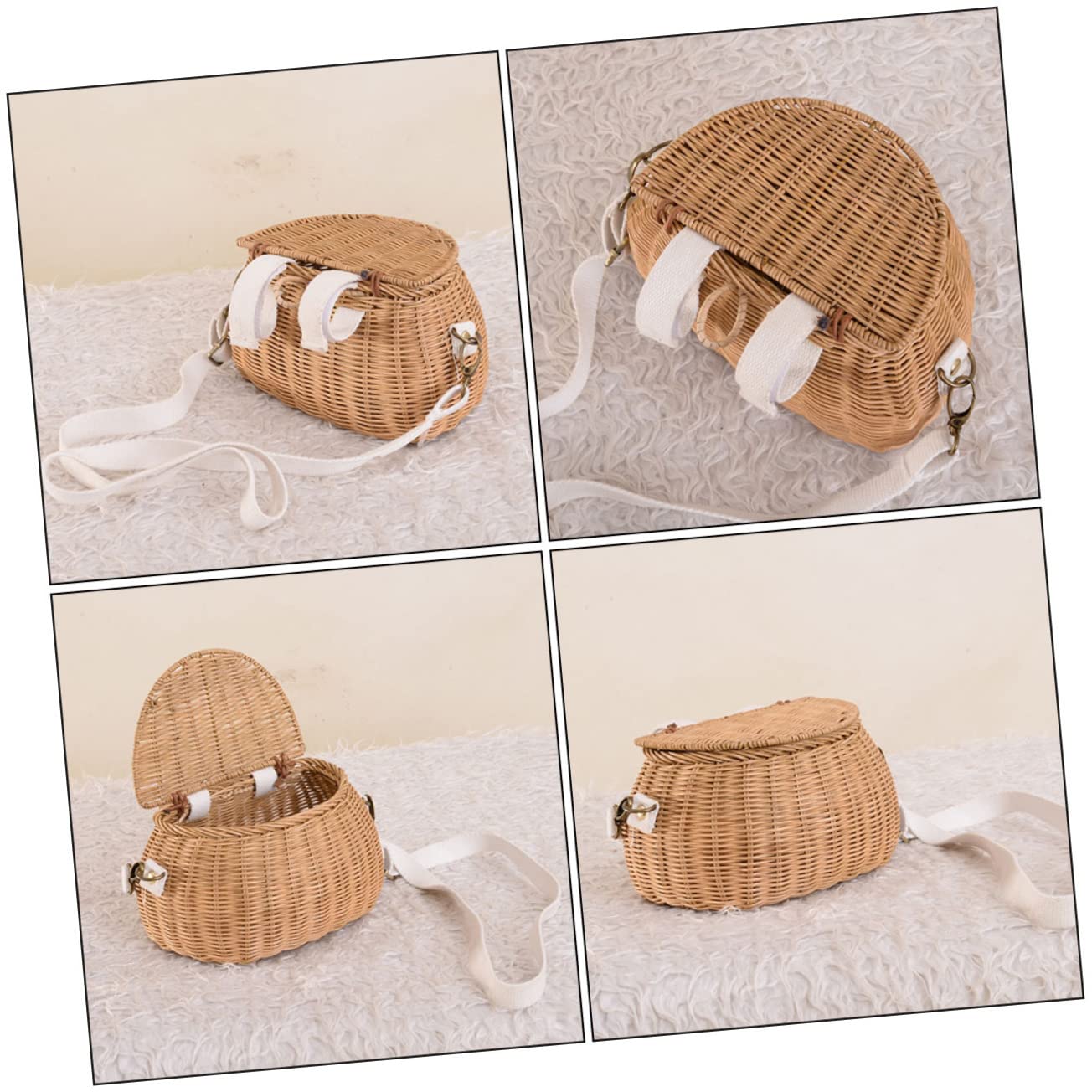 Beavorty 2 Piezas Bolso De Mimbre De Ratán Monederos para Mujer Bolso De Mano De Bolso Bandolera De Ratán Bolsa De para Mujer Bolso De Hombro De Mimbre Playa Balde Rota Viajar