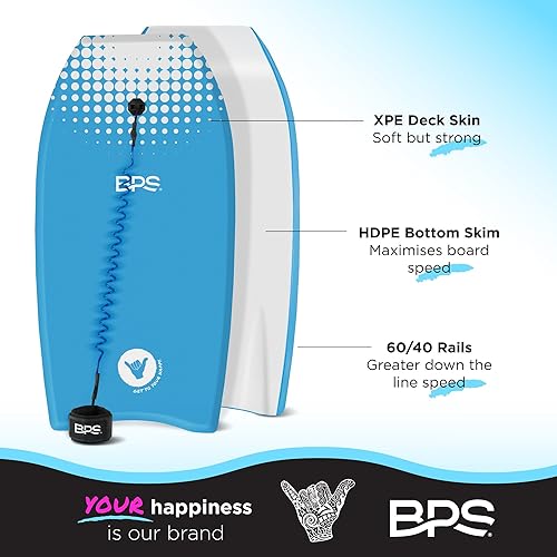 Miniatura 4 de BPS Tabla de Bodyboard "Shaka" de Nueva Zelanda para Todas las Condiciones de Olas - Ligera con Núcleo de EPS, Parte Inferior Lisa de HDPE, Tablas