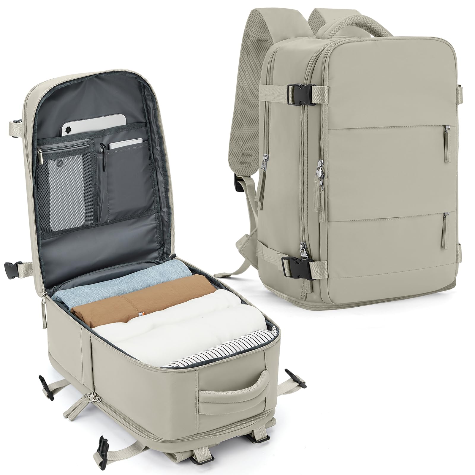 SZLX Zaino Ryanair 40x30x20 Sottovuoto con Pompa Zaino Ryanair 40x20x25 Donna Zaino da Viaggio Wizzair Bagaglio a Mano Uomo per Laptop da 14 Pollici Borse da Cabina 45x36x20 Easyjet con Porta Scarpe