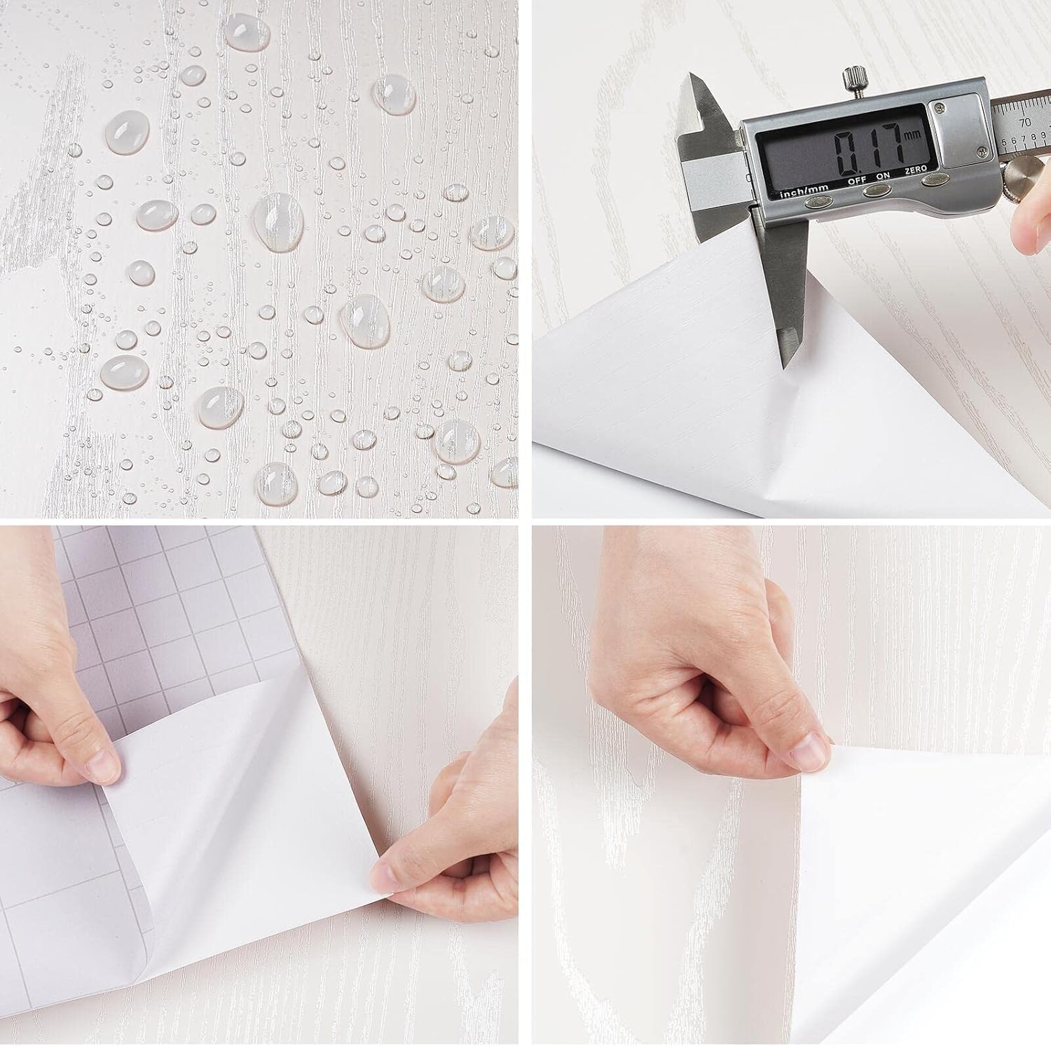 FunStick 60CM×5M Papel Pintado Madera Blanco Papel Pintado Pared Efecto Madera Blanca Vinilo Autoadhesivo Pared Dormitorio Vinilo Adhesivo para Cocina Blanco Vinilos para Muebles Cocina Baño Mesas