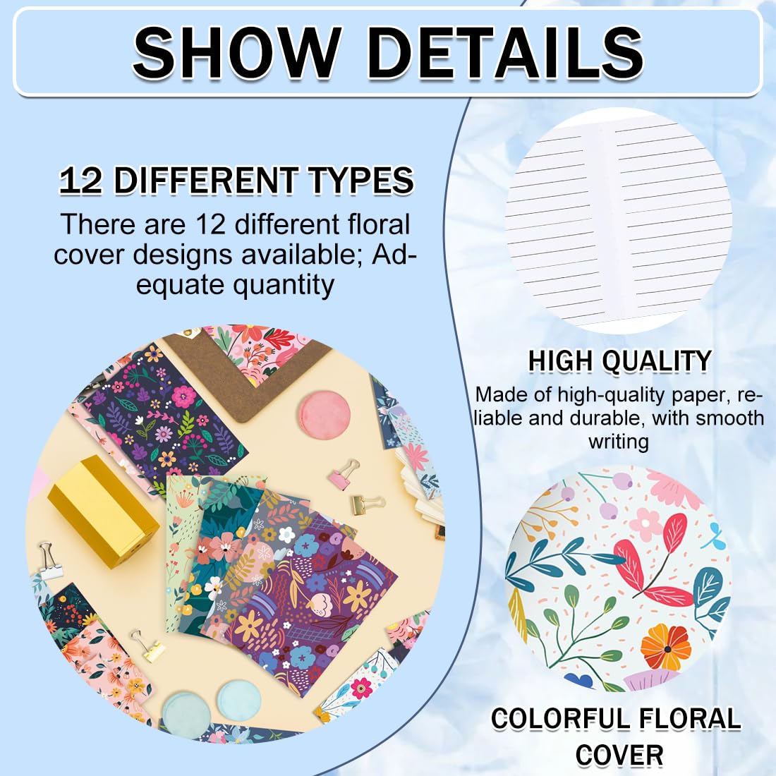 Lot de 12 mini-carnets de poche pour notes et idées