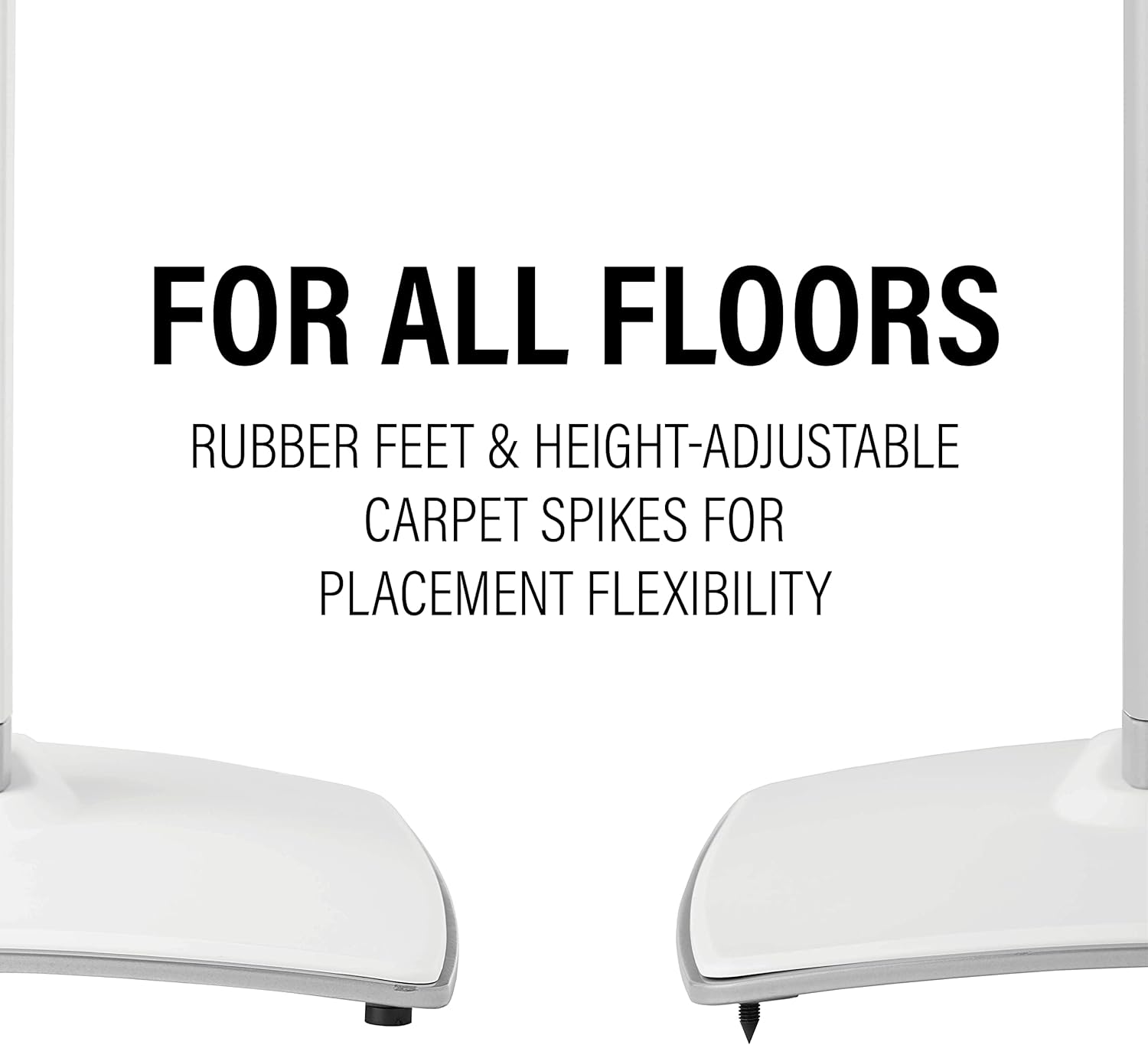 Sanus Speaker Stand for Sonos Era 100 Speakers - Height Adjustable Single Stand w/Easy 3 Step Install - Includes Rubber Feet & Carpet Spikes - White