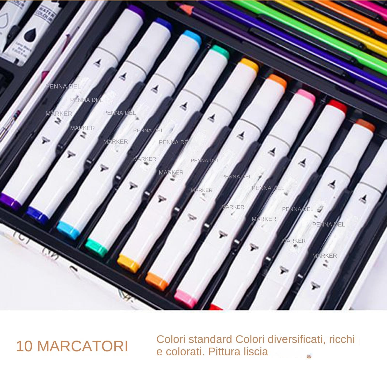 Set Di Penne Per Disegno, Kit Artistico con Pastelli a Olio e Pennarelli per Bambini, Colori Vivaci, Materiale Didattico Creativo per Lezioni d'Arte, Scuola, Viaggi e