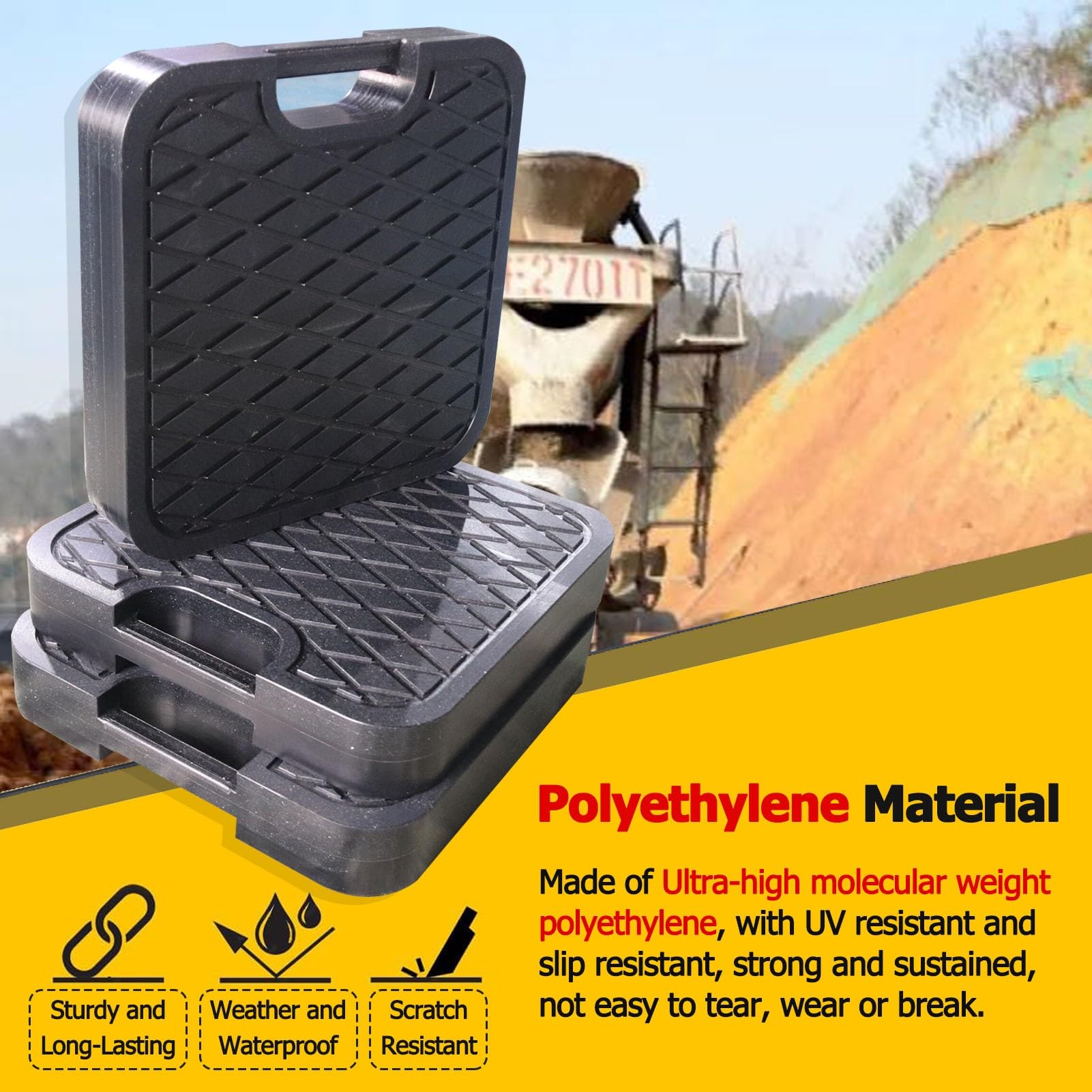 Podkładki pod stopy żurawia, Gruba podkładka podpory do kampera z ergonomicznym uchwytem, ​​wytrzymałe podkładki do kampera/podstawka stabilizująca do podestu, do przyczep ciężarówek z dźwigiem holown