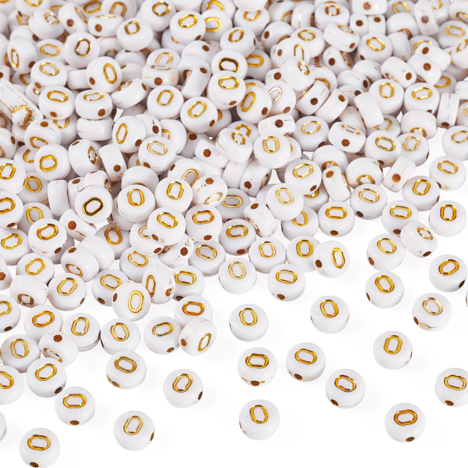 500Pcs Acrylic Letter Beads 4x7mm Golden Letter Alphabet Beads for Bracelet Necklace Making Kit Acrylic Letter Pony Bead for DIY Crafts Women Jewelry Making Keychain Supplies